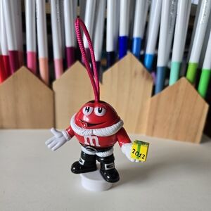 M&M Red Christmas Tree Ornament 2012 Present Collectible Plastic Gift Holiday